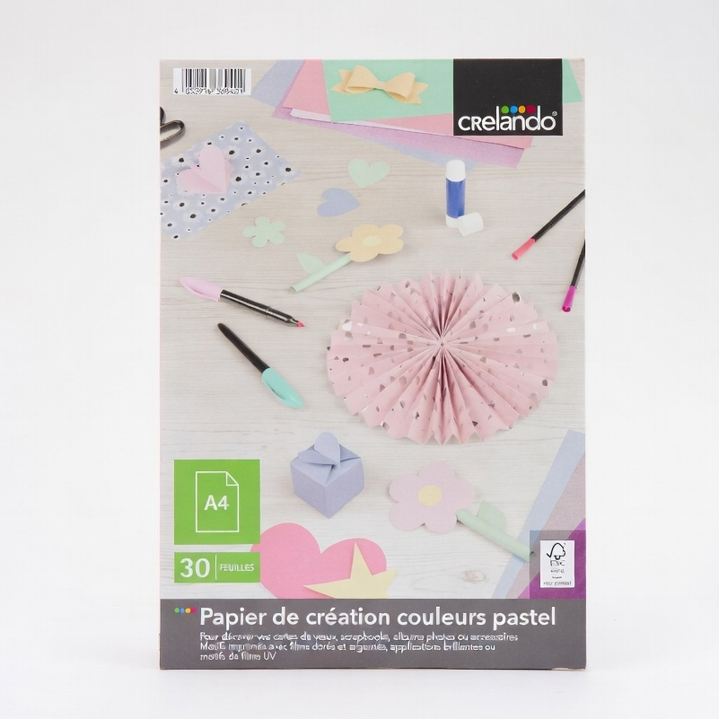 Блок декоративного паперу A4 Crelando 30 аркушів пастельні відтінки (300213)