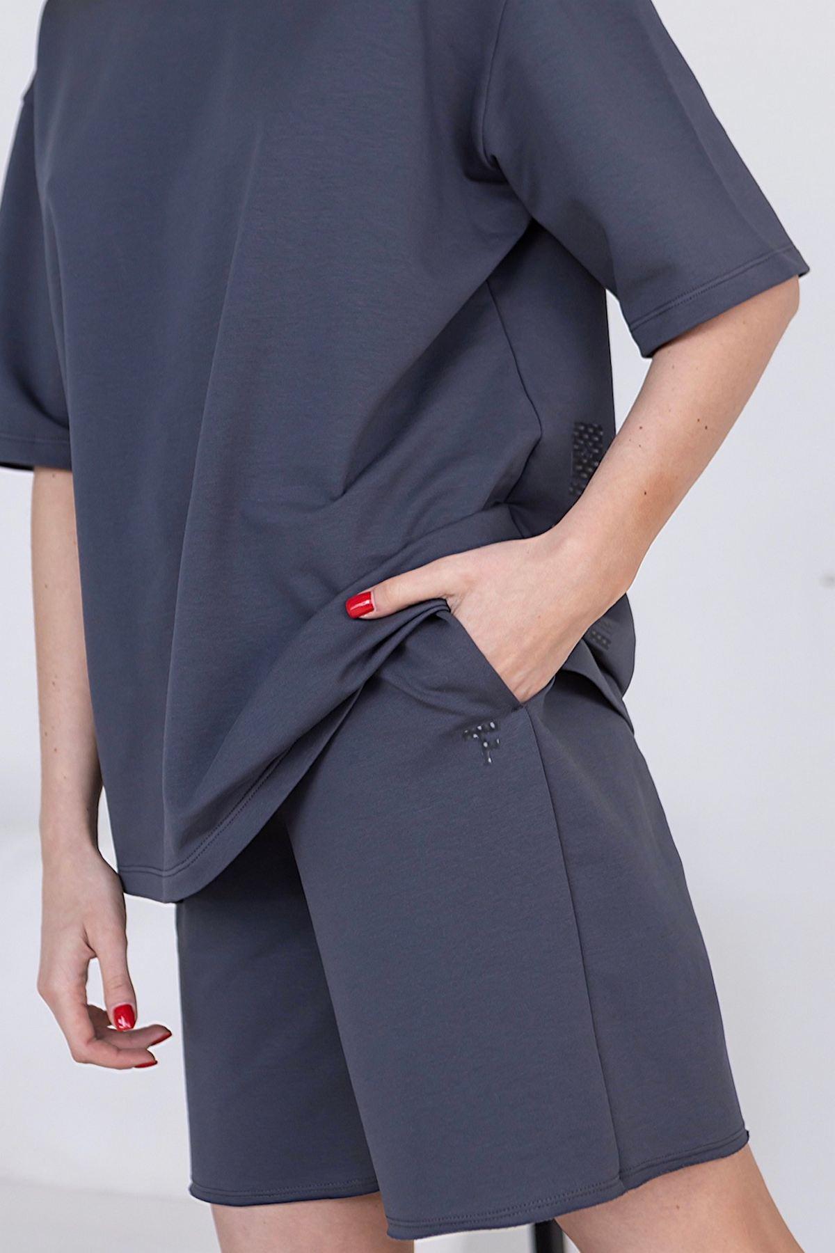 Шорты-бермуды женские удлиненные TOTALFIT L Графитовый (H25-LD9-L) - фото 2 Шорты-бермуды женские удлиненные TOTALFIT L Графитовый (H25-LD9-L) - фото 2