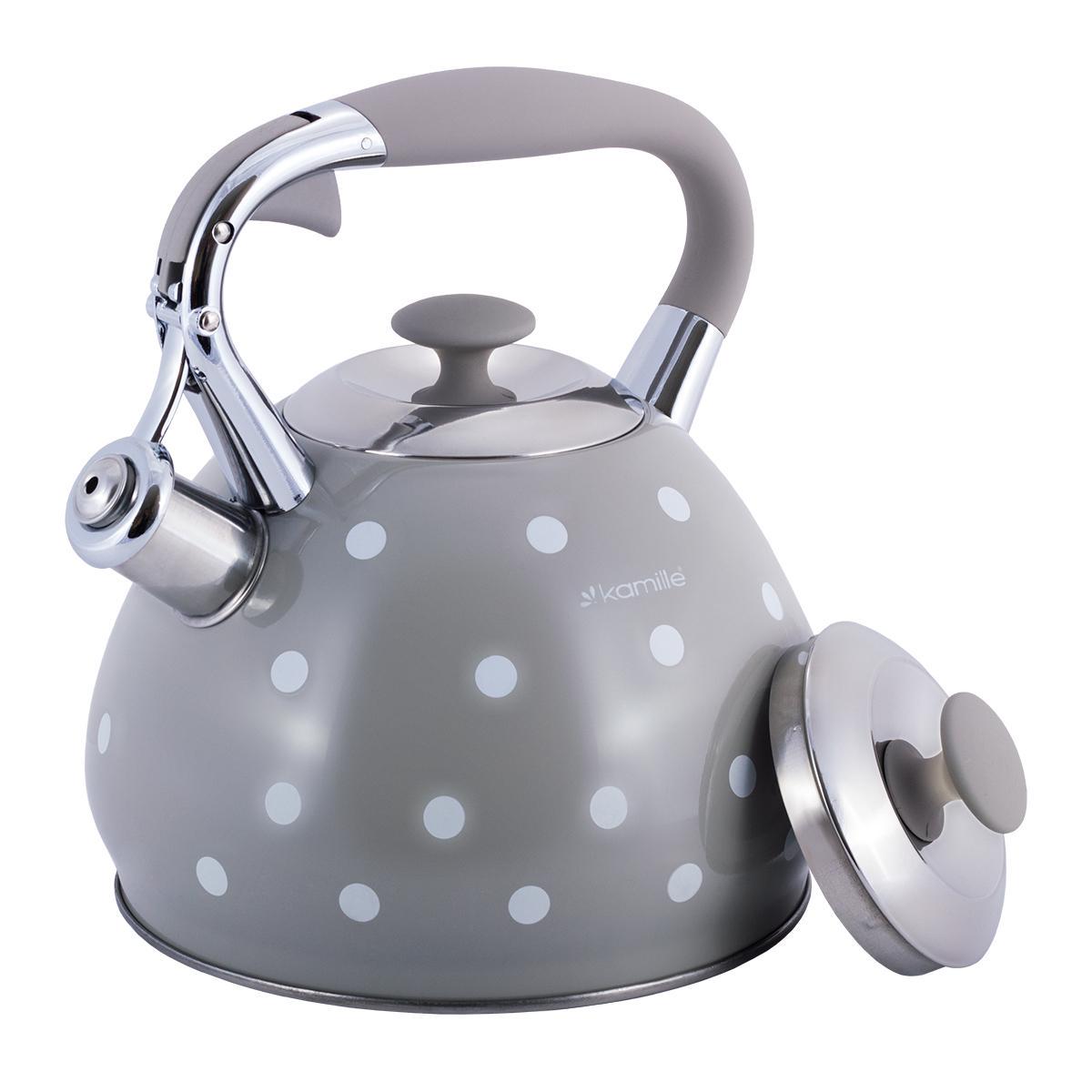 Чайник со свистком с глянцевым покрытием Kamille KM-0695AN из нержавеющей стали 3 л Серый (150-84-0695AN) - фото 4 Чайник со свистком с глянцевым покрытием Kamille KM-0695AN из нержавеющей стали 3 л Серый (150-84-0695AN) - фото 4