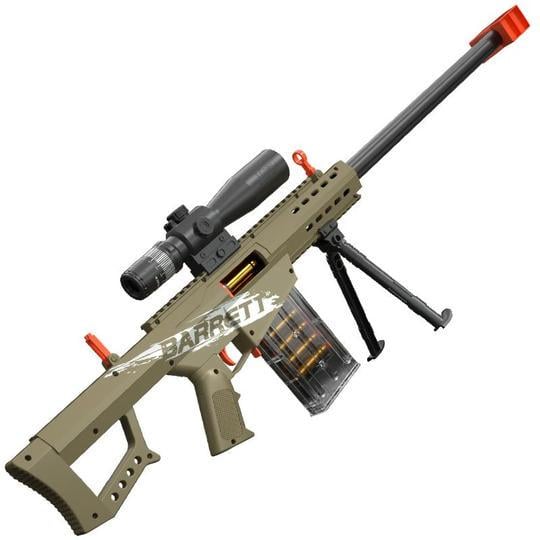 Игрушечная снайперская винтовка Barrett с оптическим прицелом стреляет мягкими пульками с гильзой (2059505963)