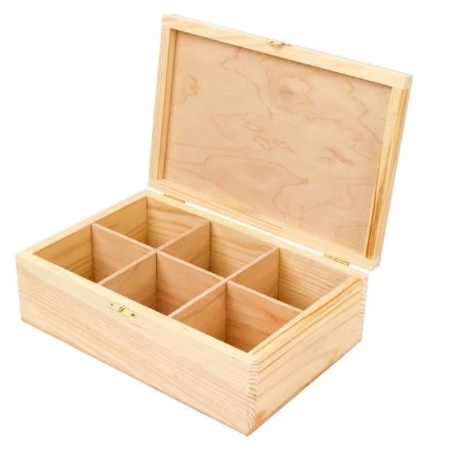 Заготовка для декупажу ROSA TALENT Скринька дерев'яна з замком 6 секції 24х16х8 см