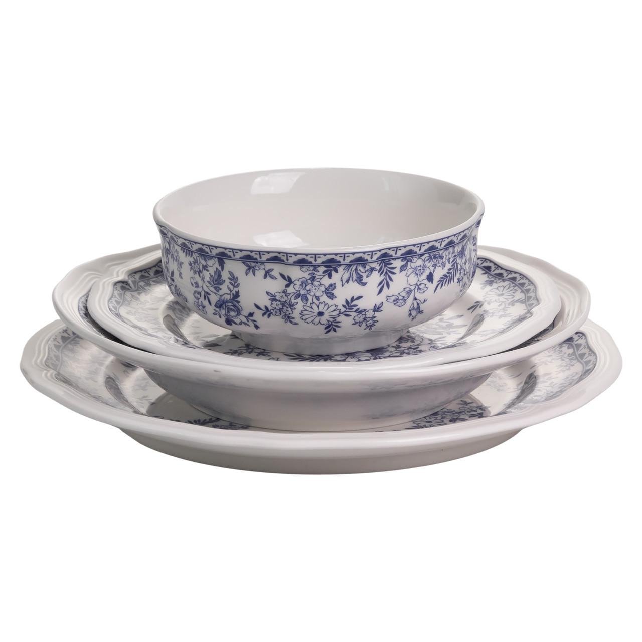 Столовый набор посуды Bitossi 16 штук на 4 человека фарфоровый Синий (YY78-1A) - фото 3 Столовый набор посуды Bitossi 16 штук на 4 человека фарфоровый Синий (YY78-1A) - фото 3