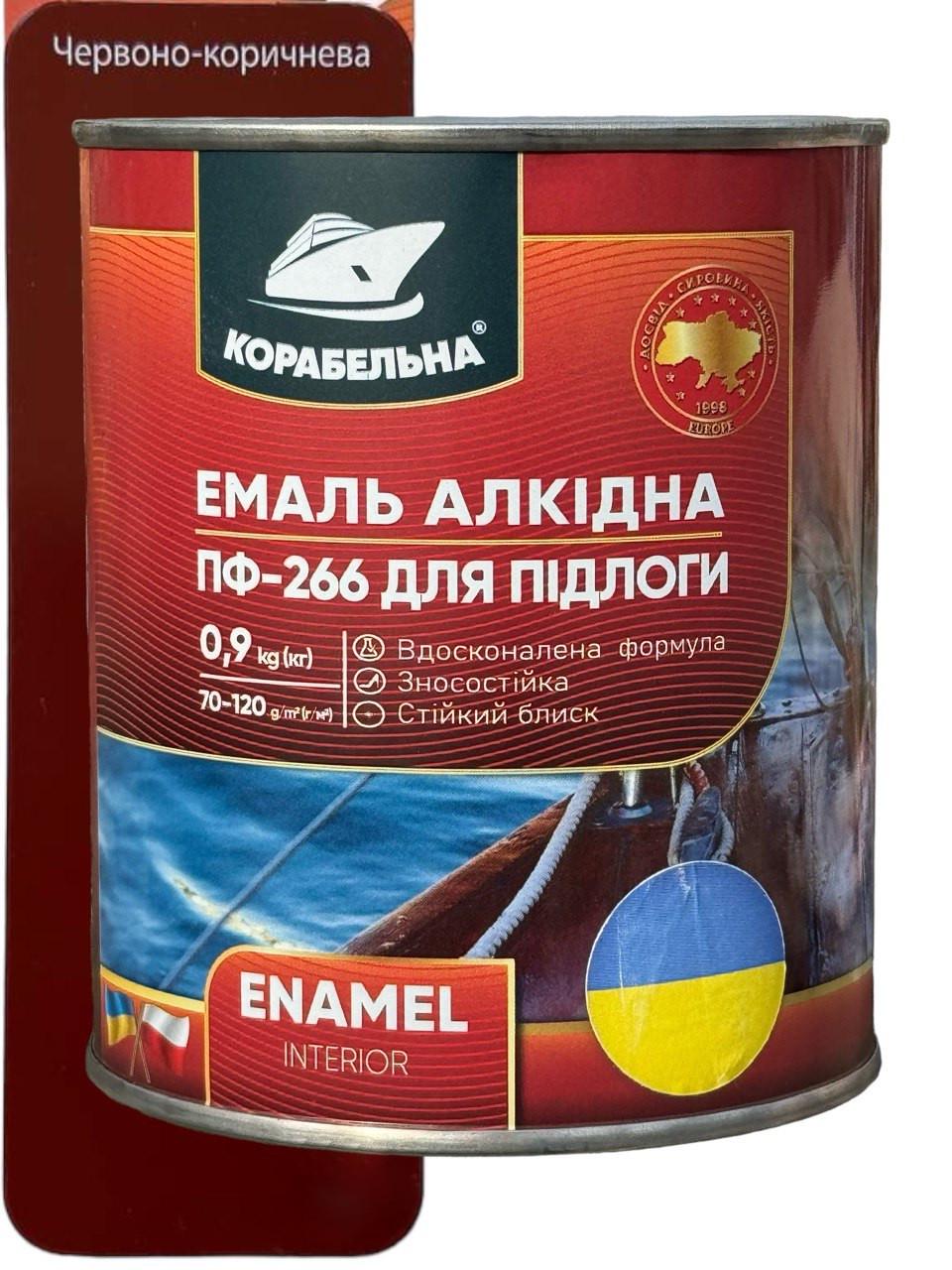 Эмаль для пола КОРАБЕЛЬНАЯ ПФ-266 0,9 кг Красно-коричневый (23813265)