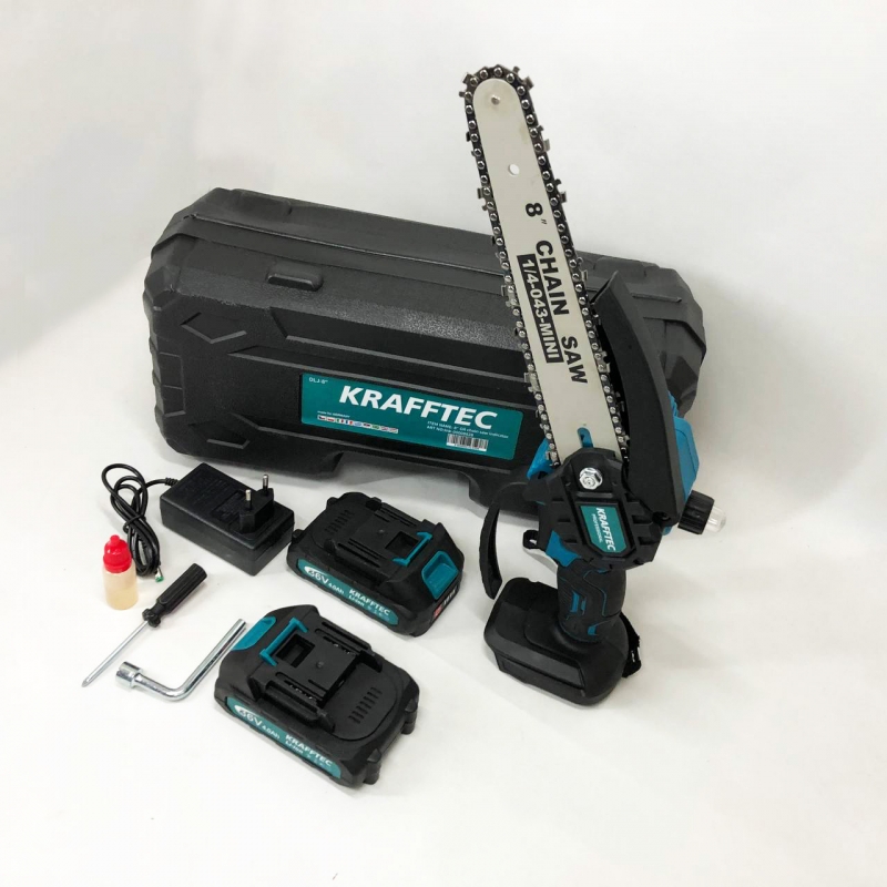 Пила ланцюгова міні Krafftec 36V 4 Ач 20 см в кейсі 2 акумулятори (tf6043) - фото 8 Пила ланцюгова міні Krafftec 36V 4 Ач 20 см в кейсі 2 акумулятори (tf6043) - фото 8