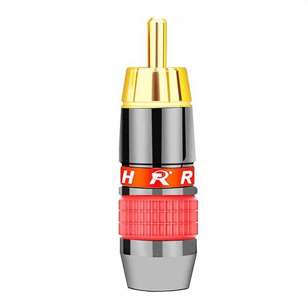 Штекер металевий SUNROZ для паяння FreeEnd-RCA Male Black/Red Rubber (A48462)