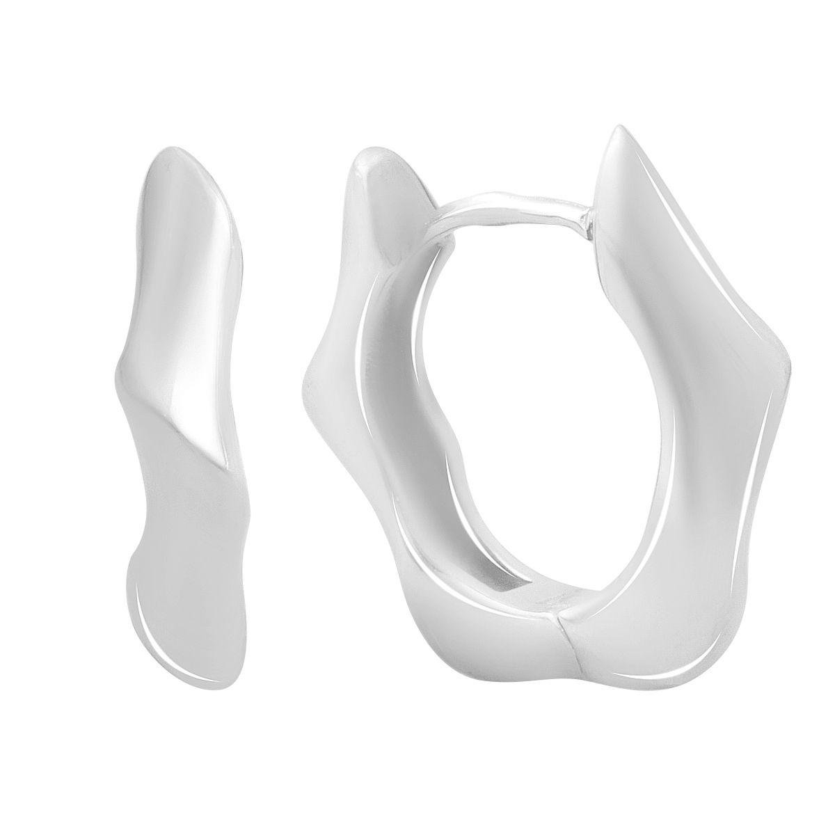 Сережки срібні з хвилястими лініями у дзеркальній поліровці