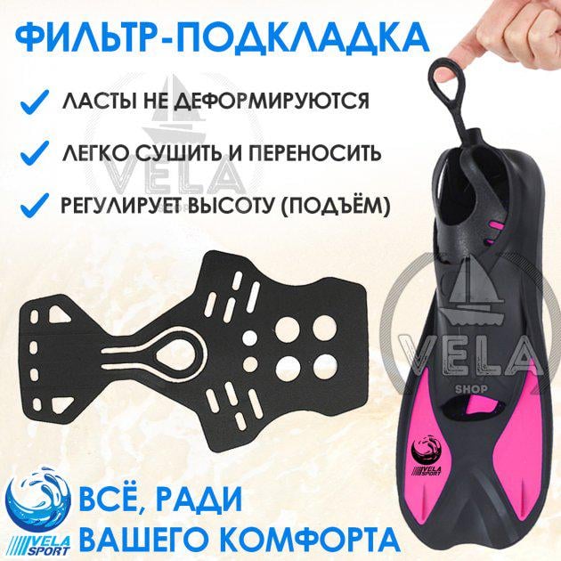 Ласти спортивні VelaSport Starfish XS (36/37) із закритою п'ятою Рожевий (00407) - фото 6