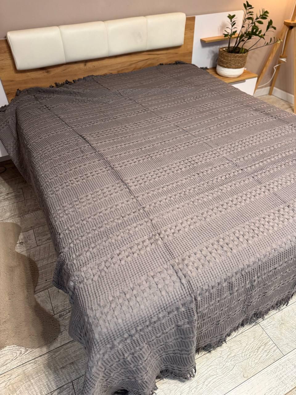 Плед вафельный 200х230 см Графитовый (Д-al-vafel-003).