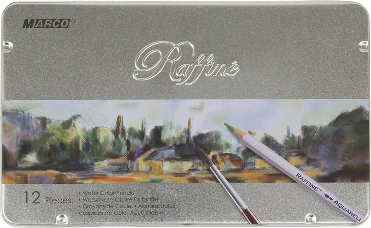 Карандаши акварельные Marco Raffine 12 цветов в металлическом кейсе