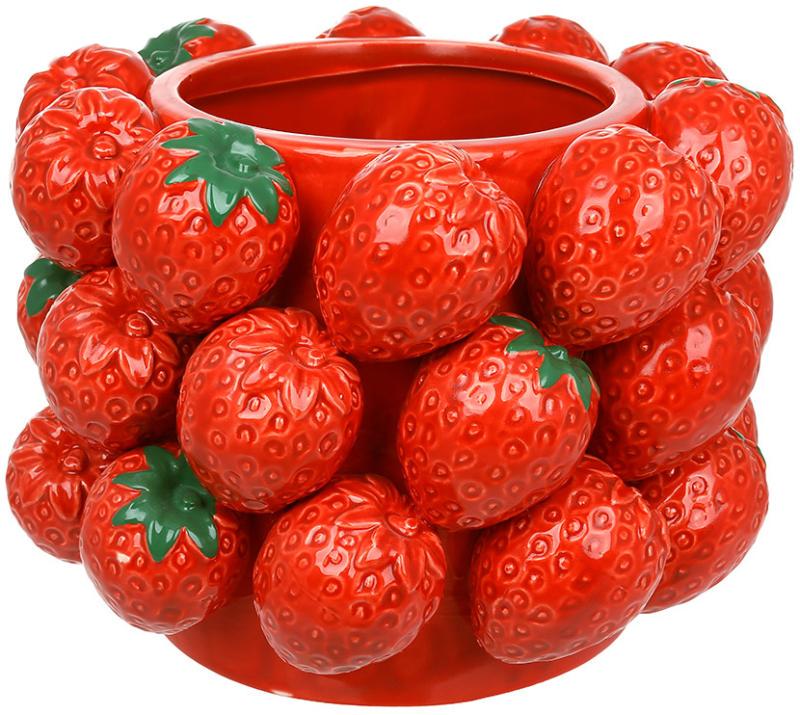 Ваза фарфоровая Strawberry с рельефным декором клубника 26х20 см