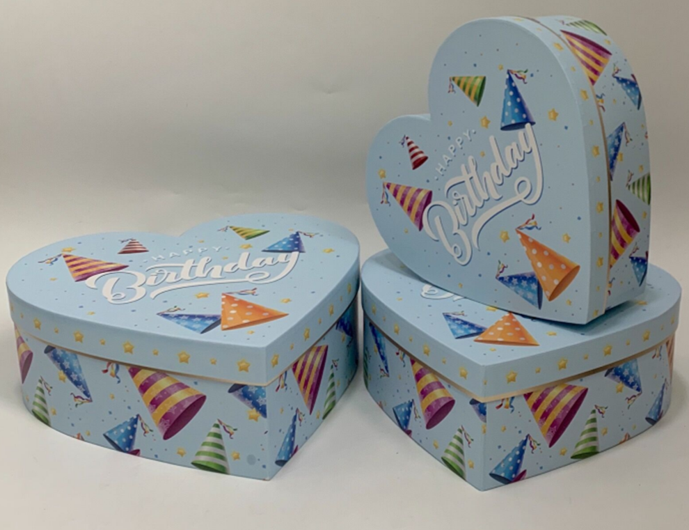 Подарочные коробки UFO в форме сердца 3 шт. Голубой (UG-W2548)