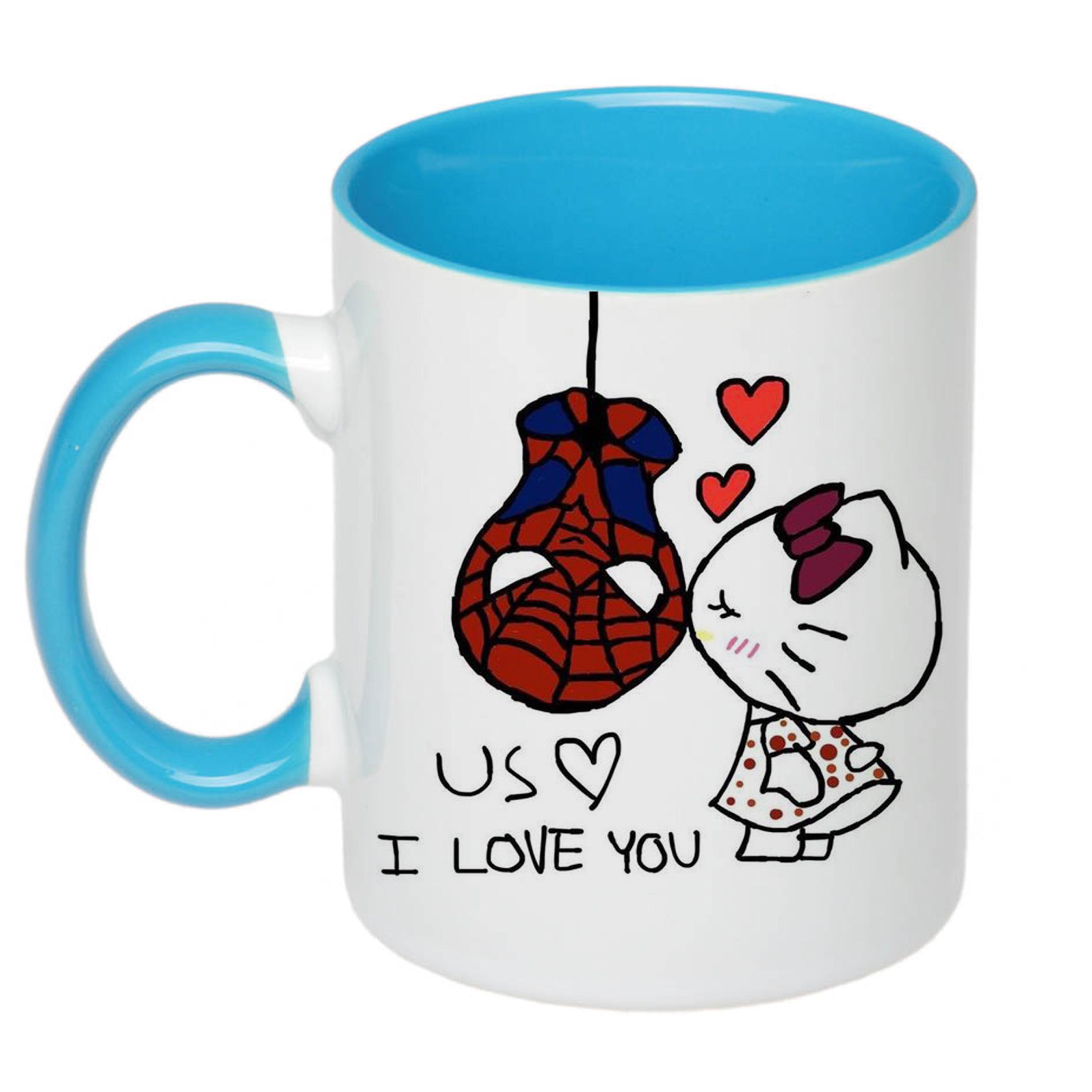 Чашка с принтом Us I love you 330 мл Голубой (17745)