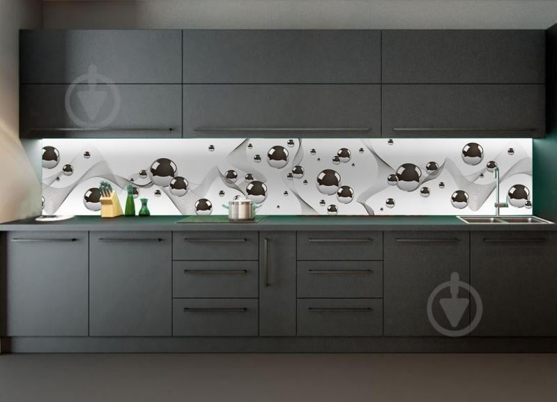 Наклейки кухонный фартук Zatarga "Стальные шары" 650х2500 мм Серый (Z180253/1)