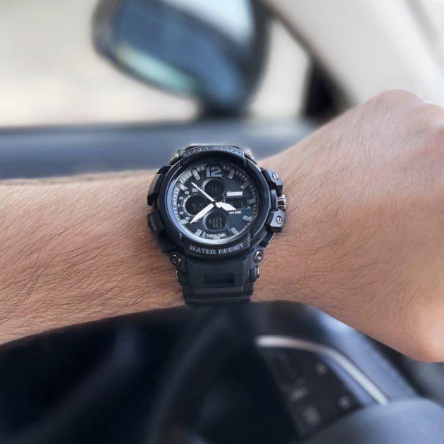 Годинник наручний чоловічий Skmei 1343BK з підсвічуванням Black (13103661) - фото 4