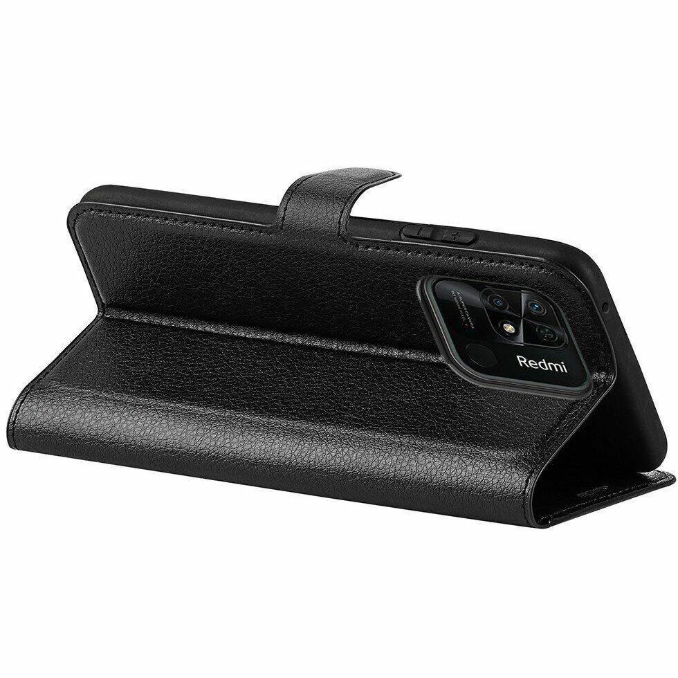 Чехол-Книжка с карманами для карт для Xiaomi Redmi 10C Черный (087716_1) - фото 4 Чехол-Книжка с карманами для карт для Xiaomi Redmi 10C Черный (087716_1) - фото 4