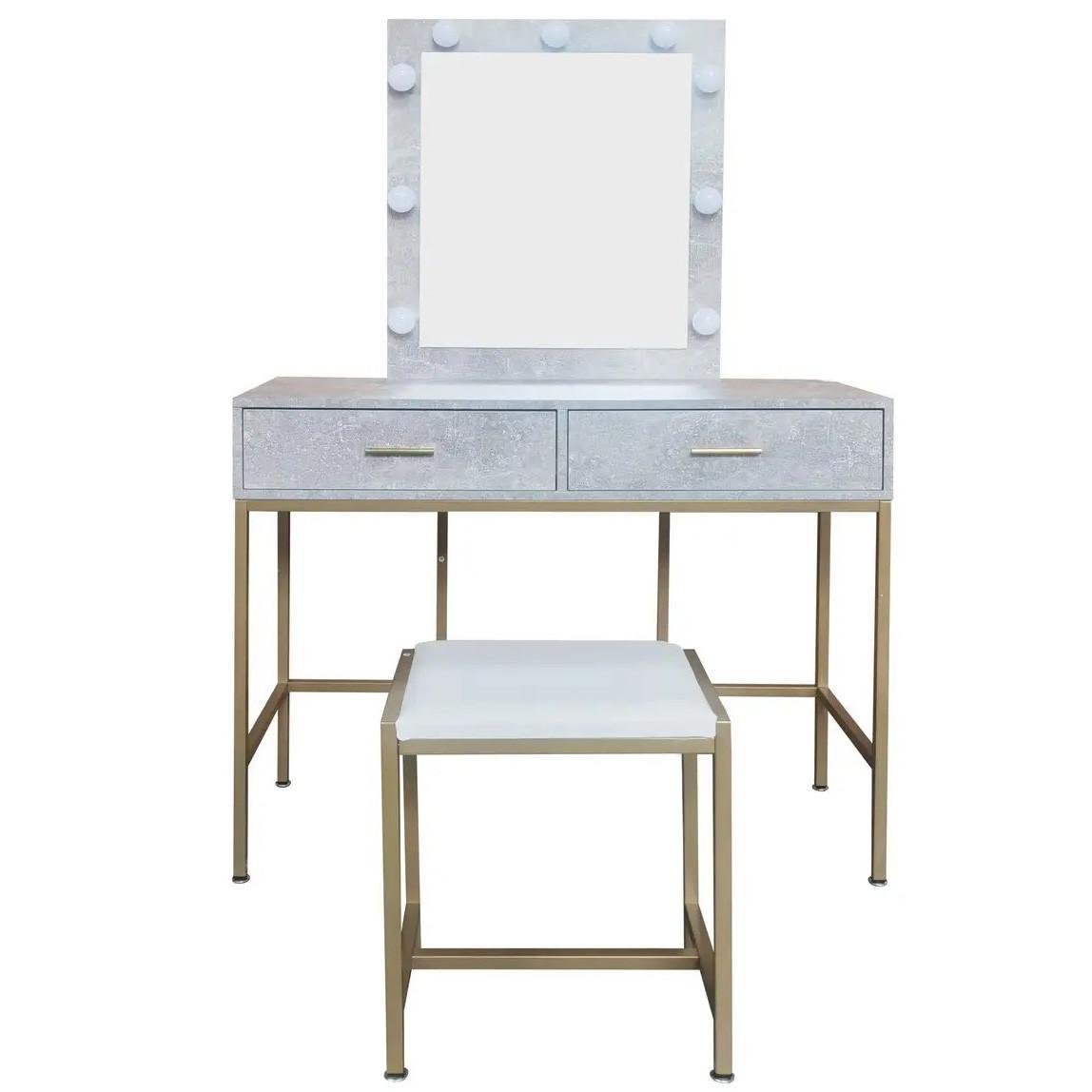 Туалетний столик і табурет AVKO ADT13 з підсвіткою Beton (45131313_12kT) Туалетний столик і табурет AVKO ADT13 з підсвіткою Beton (45131313_12kT)