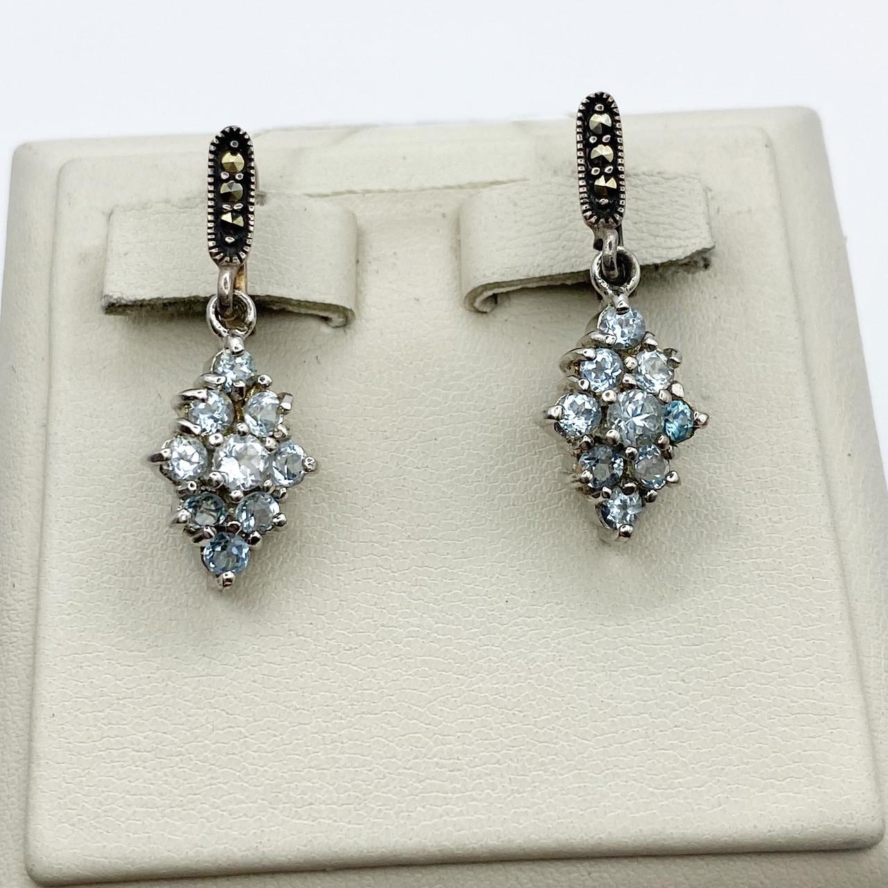 Серебряные серьги с аквамарином 6 г (2509948688)