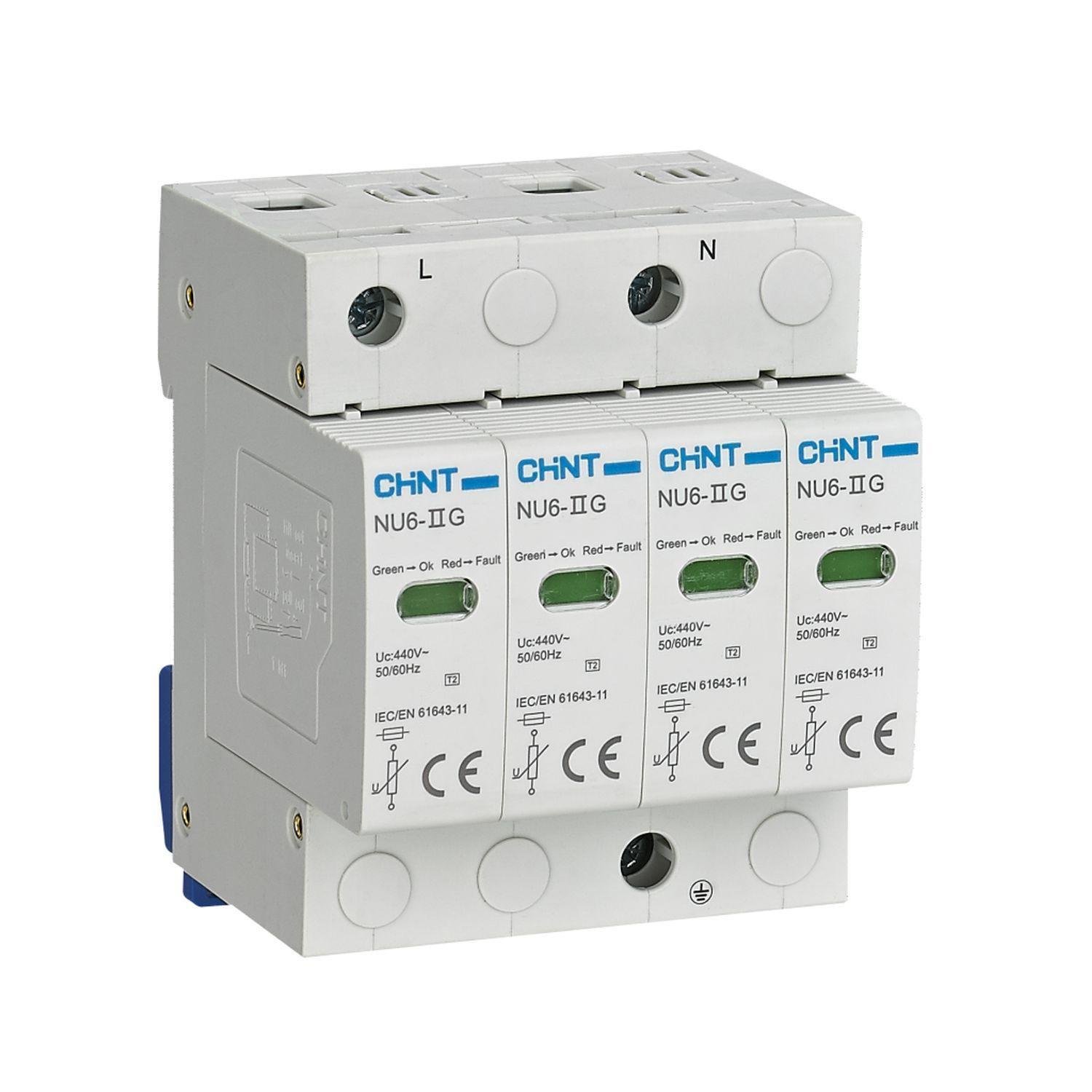 Обмежувач перенапруги CHINT NU6-IIG 4Р 40 кА 440В (252574)