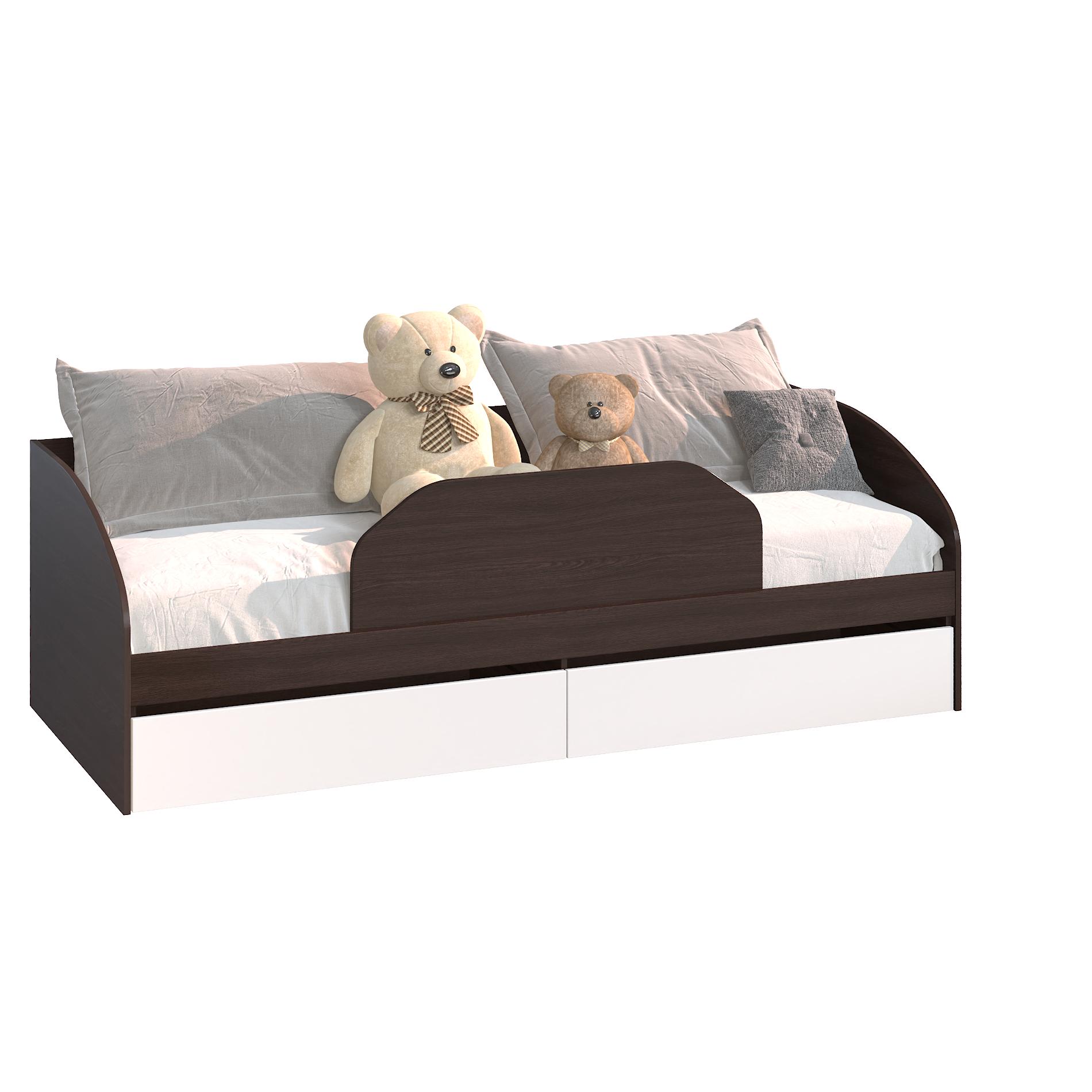 Кровать детская с ящиками Мастер Форм Брайт 835x2032x600 мм спальное место 800х2000 мм Венге магия/Белый (32229)