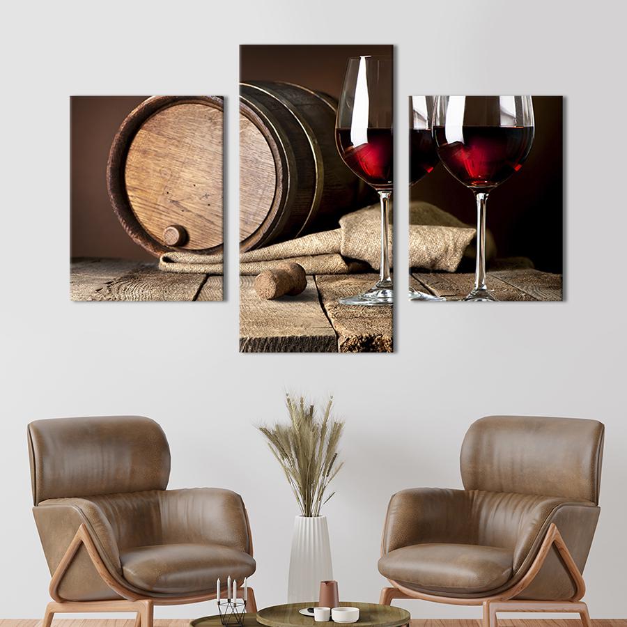 Картина для интерьера Бокалы красного вина 96x60 см (287-32)