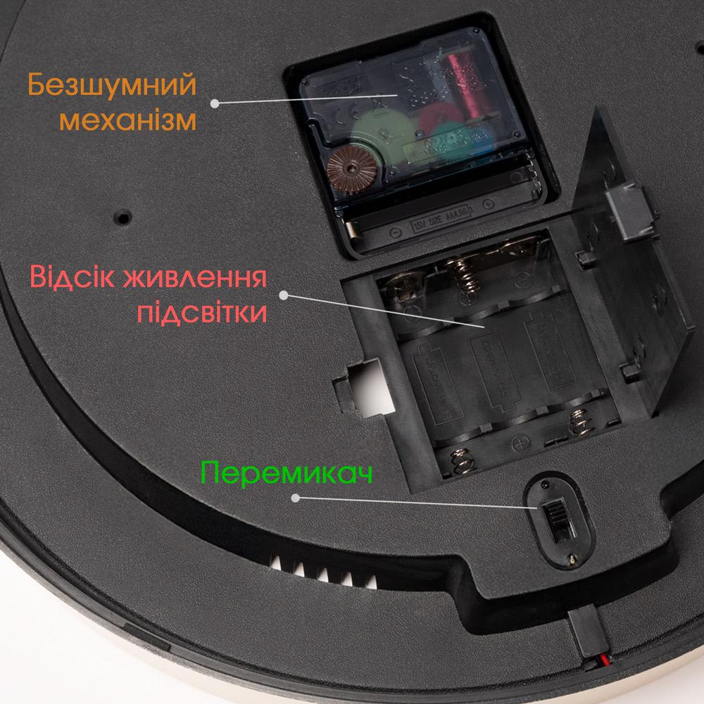 Часы настенные LOSSO NL-30 Night Light бесшумные с подсветкой Белый/Белый (498098259) - фото 6 Часы настенные LOSSO NL-30 Night Light бесшумные с подсветкой Белый/Белый (498098259) - фото 6