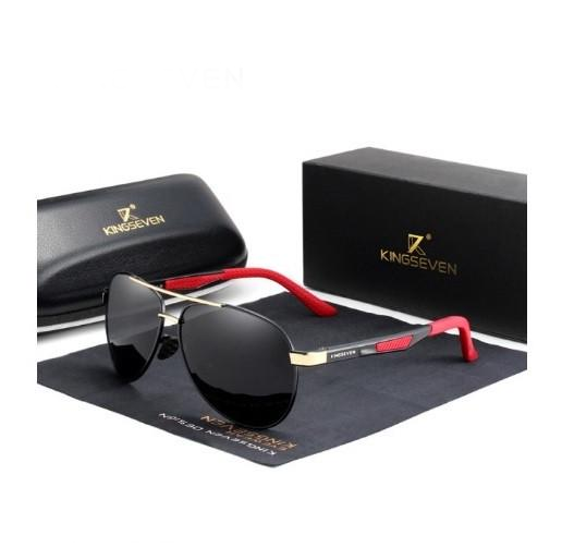 Солнцезащитные очки KINGSEVEN DESIGN Авиатор в классической оправе с поляризованными линзами Золотой/Серый (N7720)