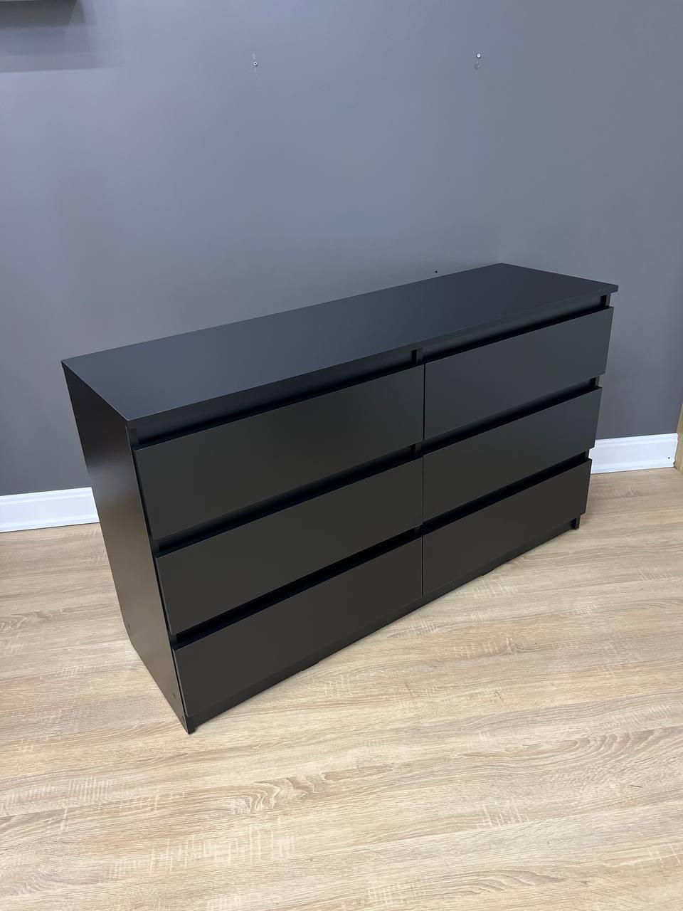 Комод Kvatro 130 на 6 шухляд 1300х750х400 мм Чорний - фото 2