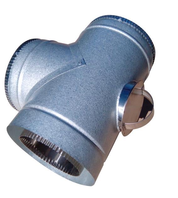 Трійник з ревізією двостінний для димоходу 87° 150/220 нержавіюча сталь/оцинкована сталь 0,6 мм