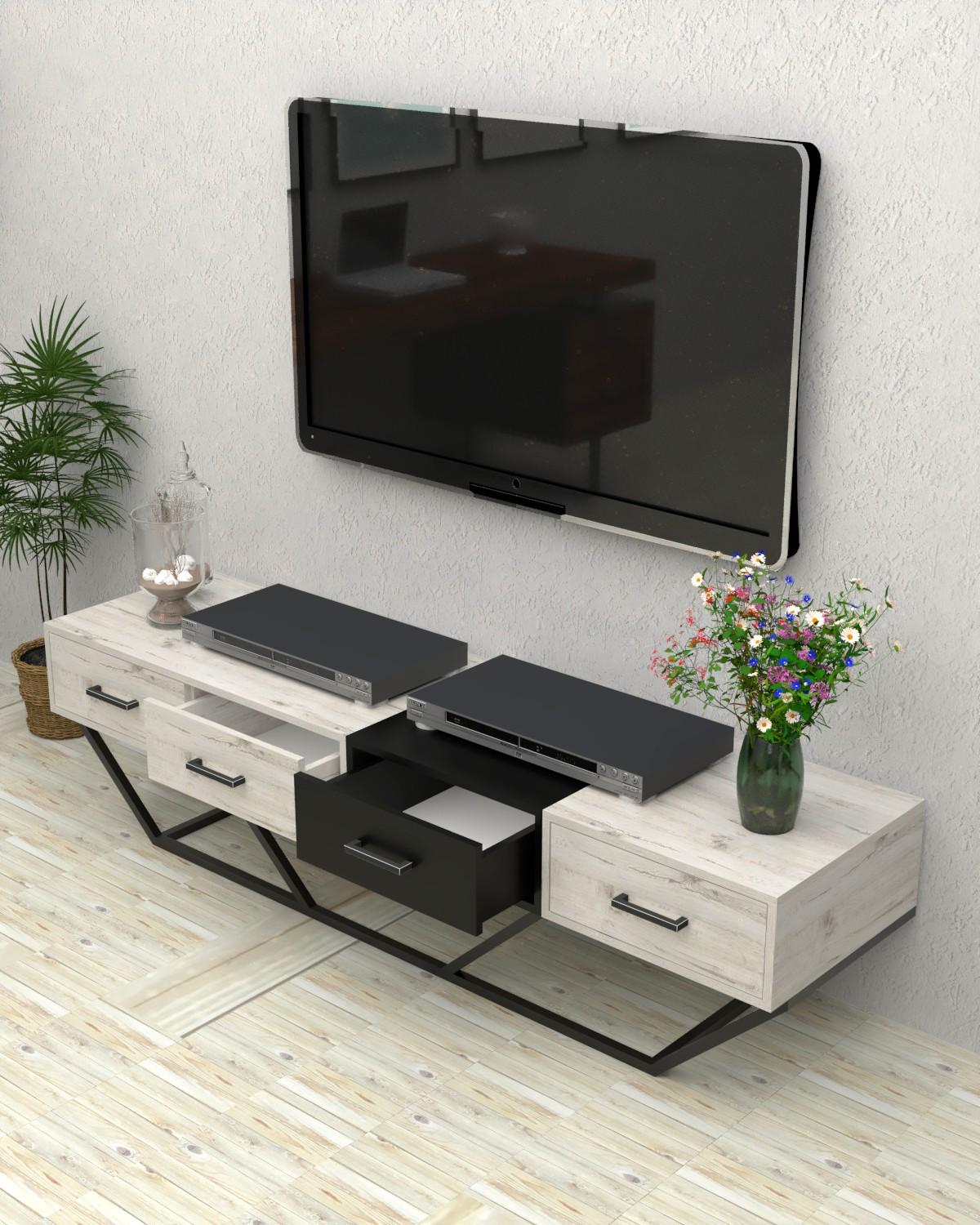 Тумба под телевизор EcoLoft Вестер DSP-1473-2 в стиле лофт Дуб Кортона (35282286)