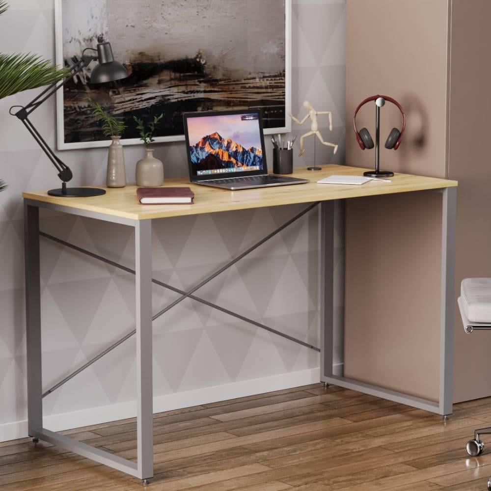 Письменный стол Ferrum-decor Конект ДСП 16 мм 75x120x60 Серый/Дуб Артизан (FRD-104215)