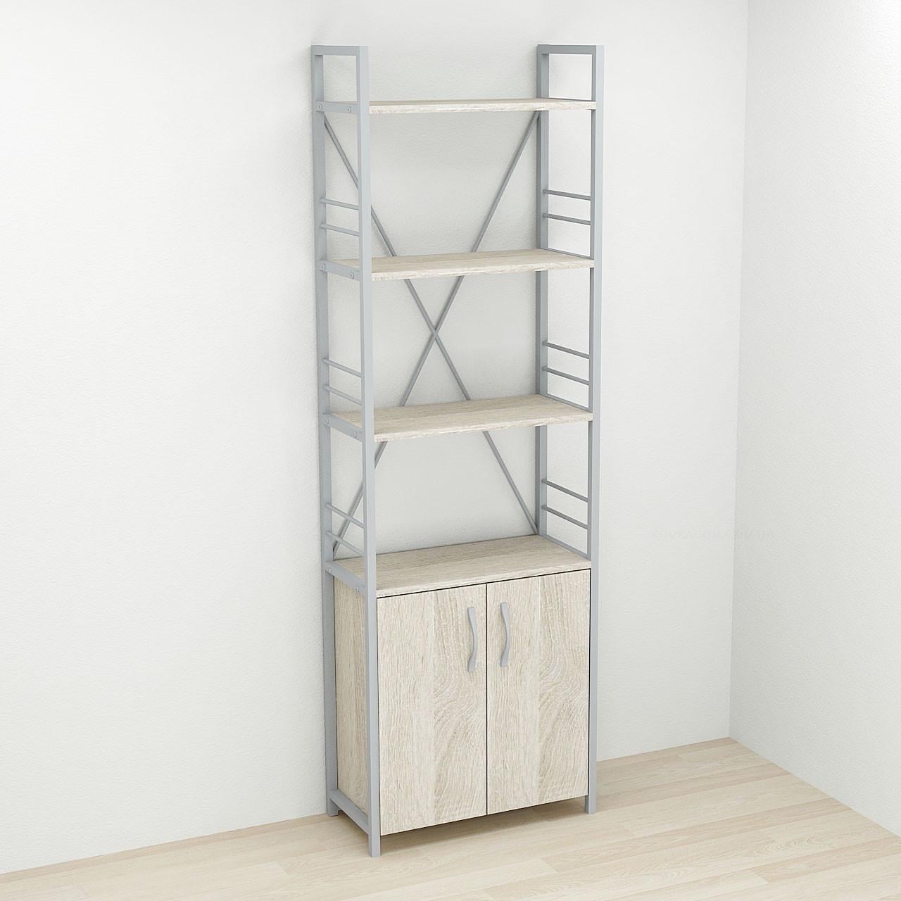 Этажерка Ferrum-decor 4/60 Коннект с тумбой 179x60x28 Серый/Сонома (FRD-102480)
