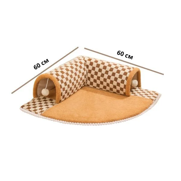 Тоннель для кошек имеет съемный пушистый коврик и подвесную игрушку (KA00833) - фото 8