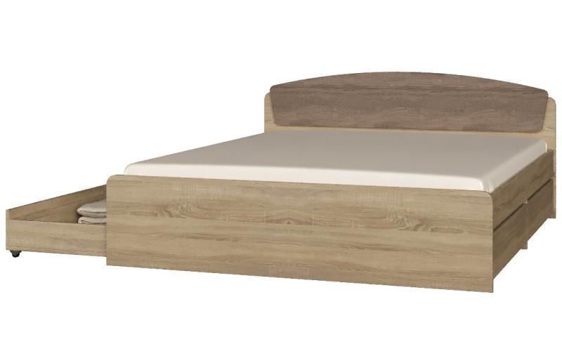 Кровать Эверест Астория 2 ящика сплошной щит 160x200 см Дуб сонома/Трюфель (ЕВ20003) - фото 2
