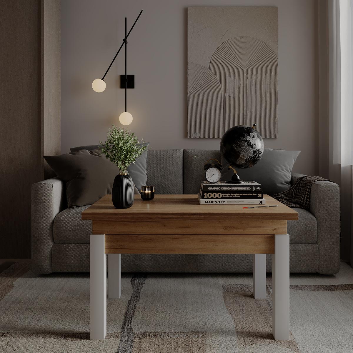 Журнальный стол трансформер B-Fly 900x550x600 мм Дуб крафт золотой (GATB09121200110) - фото 4 Журнальный стол трансформер B-Fly 900x550x600 мм Дуб крафт золотой (GATB09121200110) - фото 4