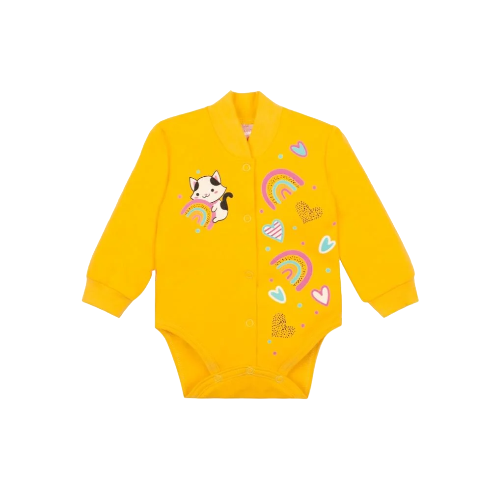 Боди детское хлопковое для девочки на кнопках Gabbi BD-20-22-5 Радужное настроение 62 см Желтый (12695)