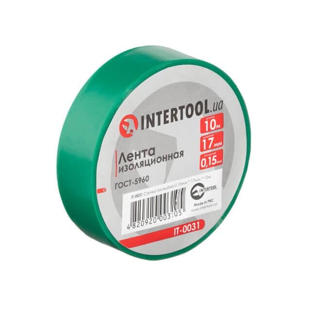 Стрічка ізоляційна Intertool IT-0031 0,15х17 мм 10 м Зелений (129717) - фото 1