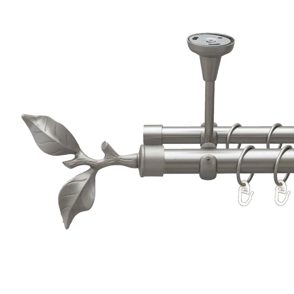 Карниз металлический Orvit Листок Розы двухрядный открытый к потолку/гладкая труба/кольцо металлическое Сатин 25/19 мм 300 см (00-00023915)