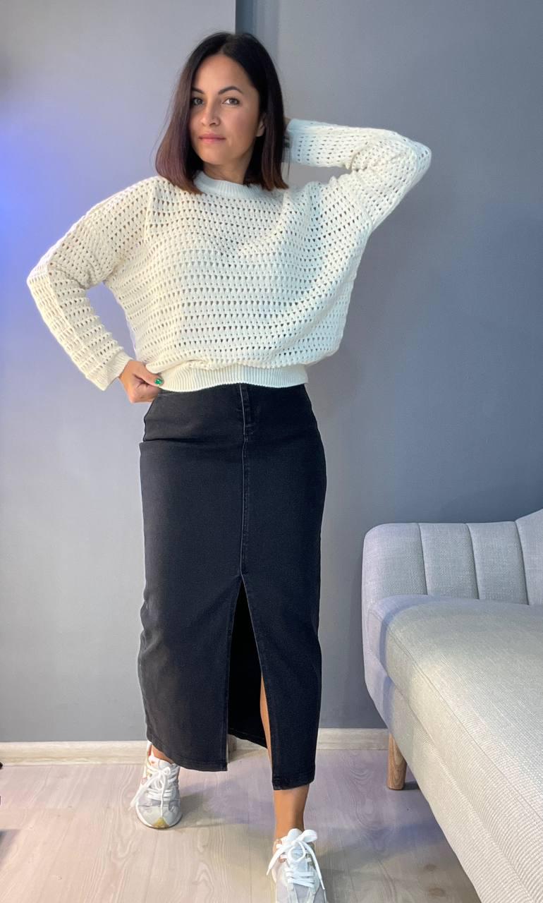 Светр жіночий MIX RAY 6766 ажурна вʼязка сітка павутинка OS Молочний (1232) - фото 5 Светр жіночий MIX RAY 6766 ажурна вʼязка сітка павутинка OS Молочний (1232) - фото 5