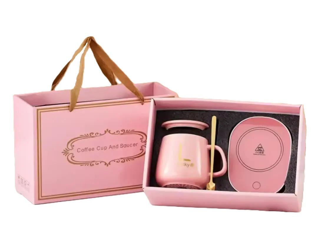 Чашка керамическая подарочная с USB-подогревом 350 мл Розовый (ДИ-64) Чашка керамическая подарочная с USB-подогревом 350 мл Розовый (ДИ-64)