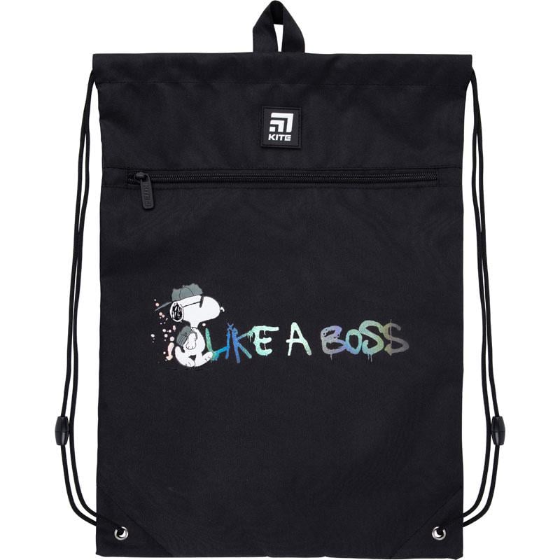 Сумка для обуви KITE Education Snoopy с карманом 46х33 см Черный (SN21-601M-2)
