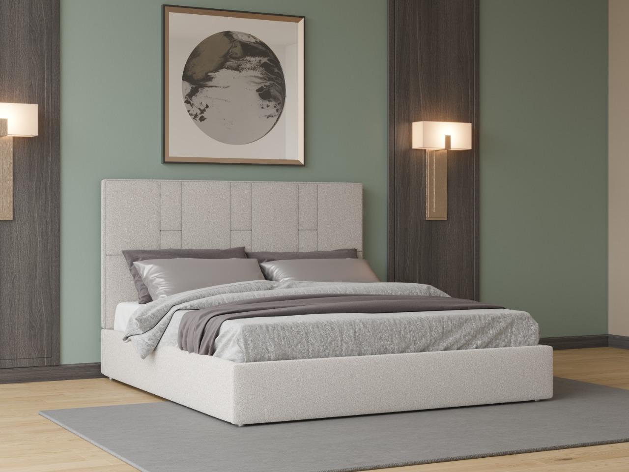 Кровать двуспальная Мир Мебели Саманта 1 с мягким изголовьем и подъемным механизмом ДСП Руно 180x200 см Белый (50873) Кровать двуспальная Мир Мебели Саманта 1 с мягким изголовьем и подъемным механизмом ДСП Руно 180x200 см Белый (50873)