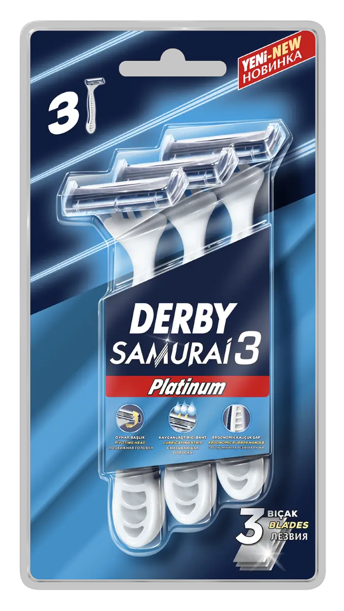 Станки з потрійним лезом Derby samurai platinum 3 шт. (6097)