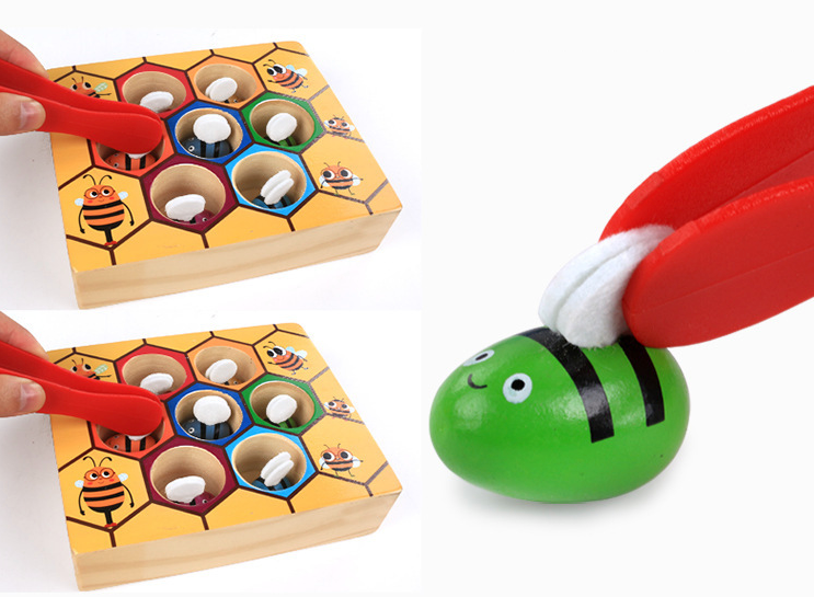 Развивающая деревянная игра сортер Goodcow Пчелиный улей с пинцетом - фото 4 Развивающая деревянная игра сортер Goodcow Пчелиный улей с пинцетом - фото 4