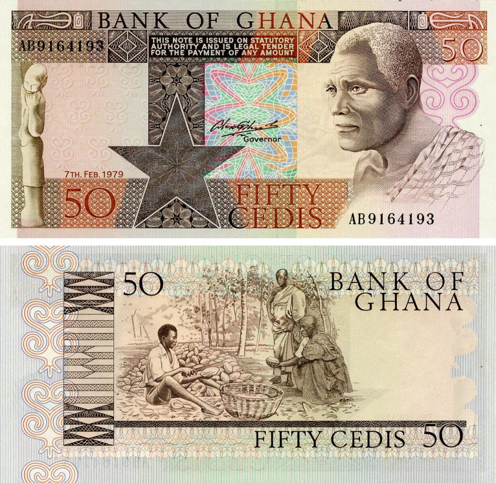 Коллекционная банкнота Гана 50 седи 1979 UNC (P22a)
