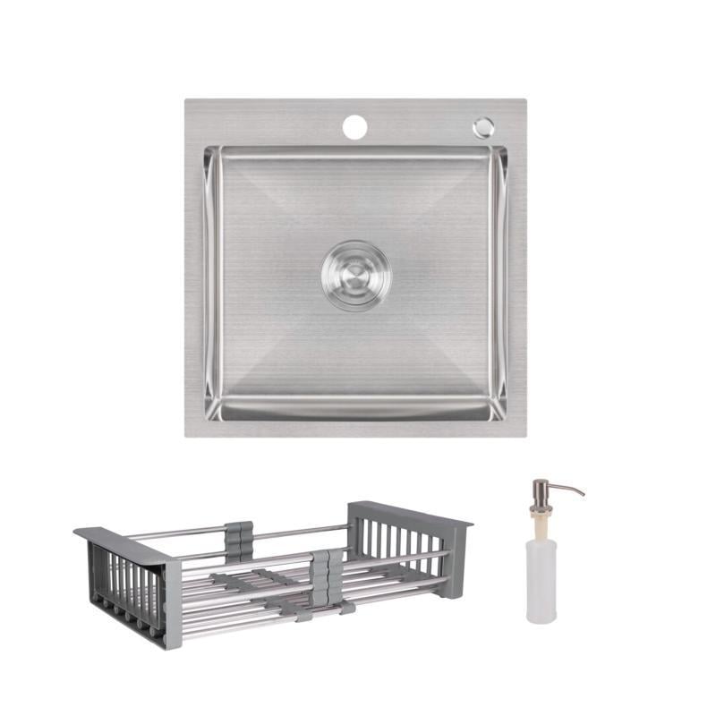 Комплект Lidz Handmade H5050 мойка для кухни интегрированная Brushed/с дозатором/Lidz K01G/корзина (2622386106)