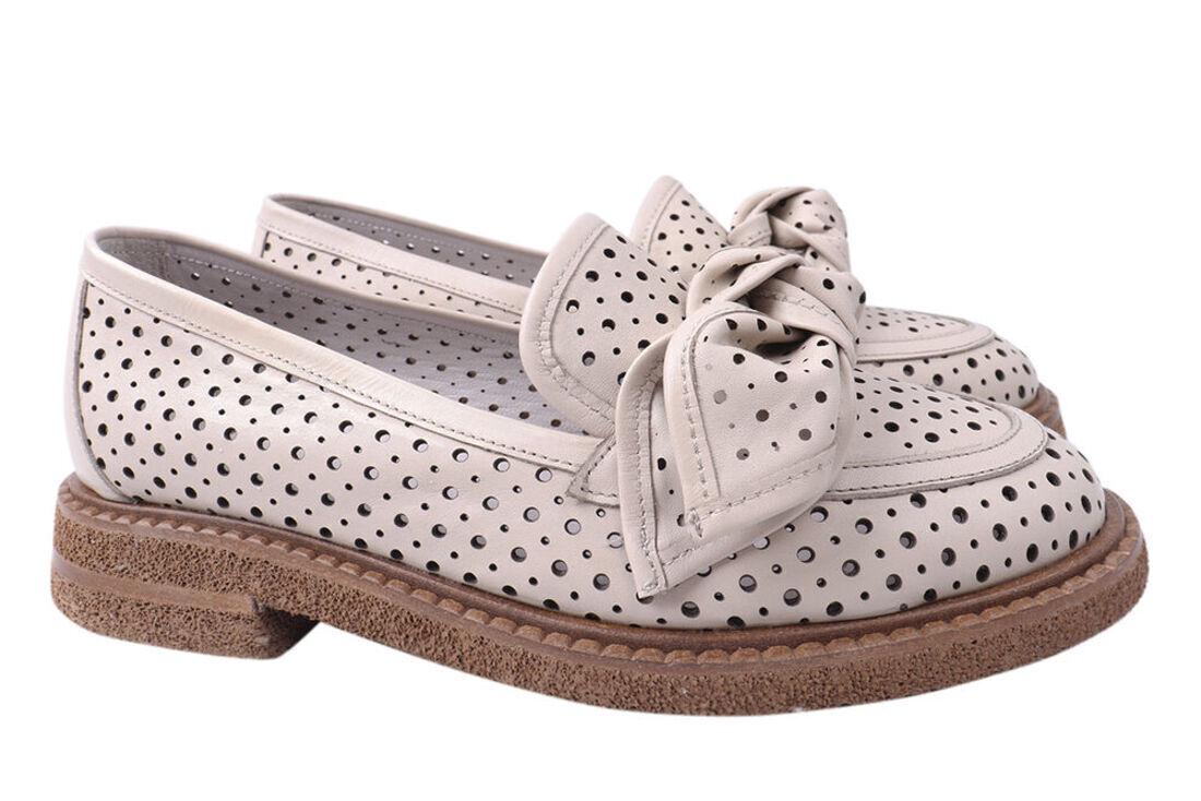 Туфли женские Aquamarin из кожи на низком ходу р. 37 Бежевый (1920-21LTC)