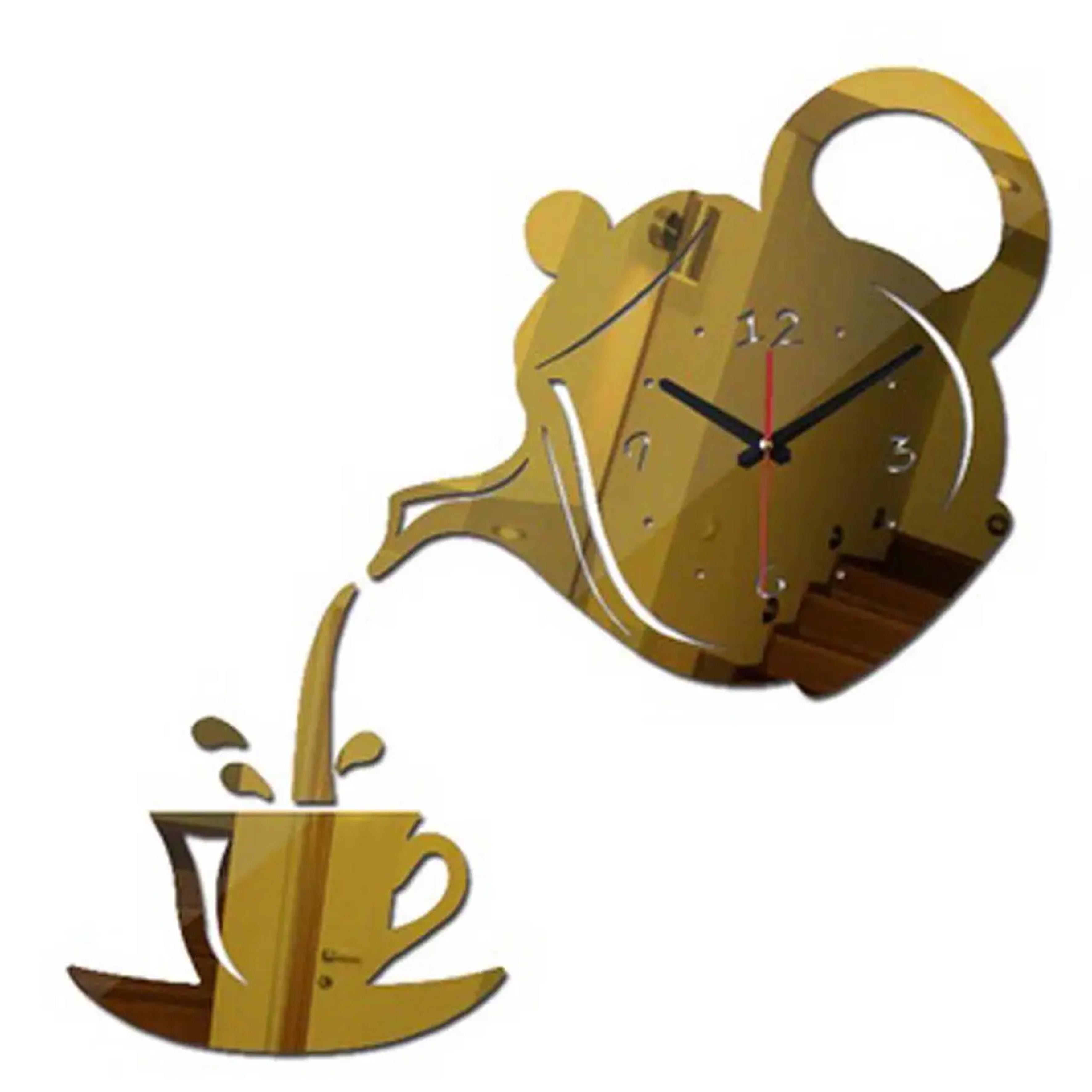 Часы настенные Teapot 3D для кухни или кофейни с зеркальным эффектом 40х40 см (1012337)