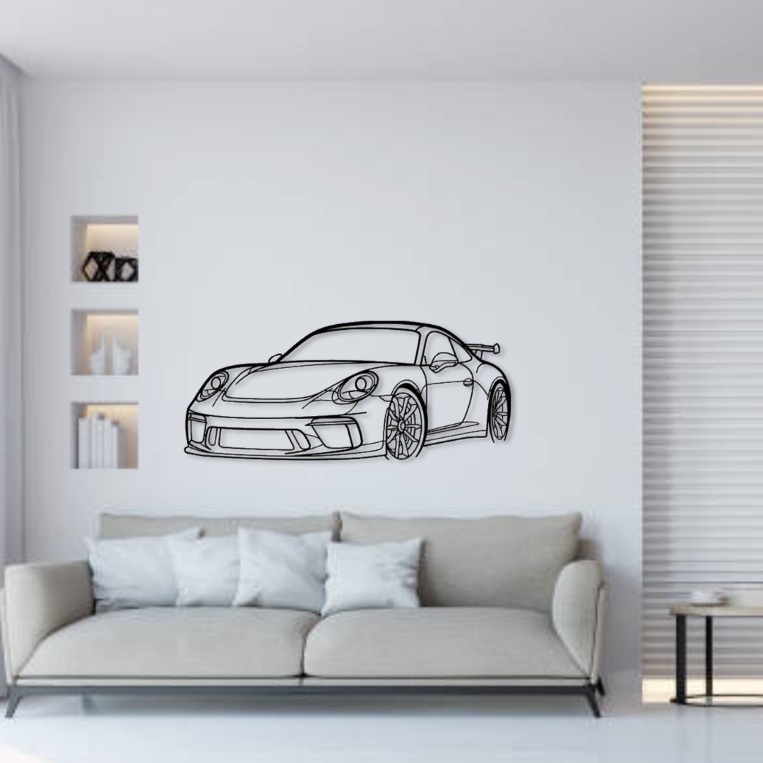 Декор на стену авто Porsche 911 GT3 Front из металла 80 см (auto126)