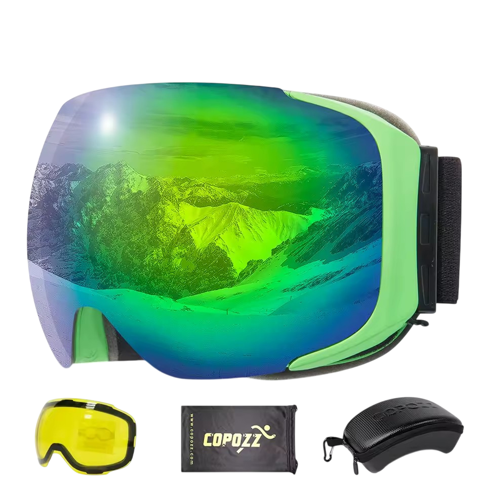 Маска для лыж и сноуборда Copozz GOG-2181 магнитная Anti-Fog Ski Unisex и сменная линза/чехол Green (GOG-2181-FS-G)