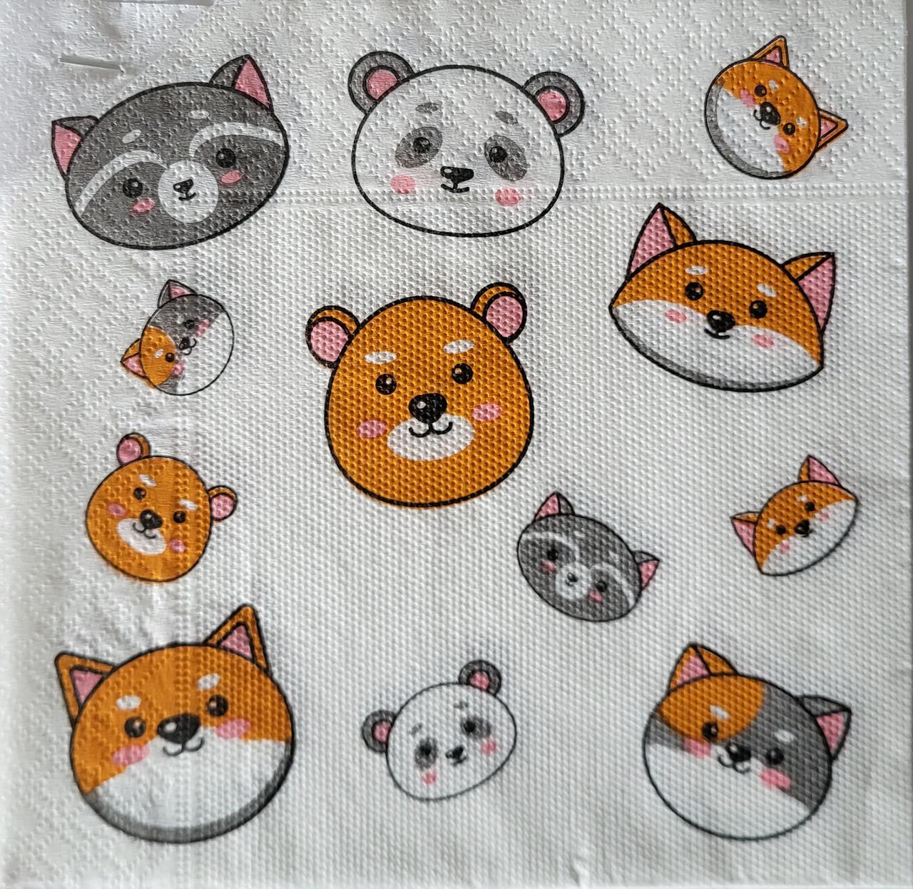 Салфетки столовые бумажные Sharm Животные 33х33 см 20 шт. (31514072)